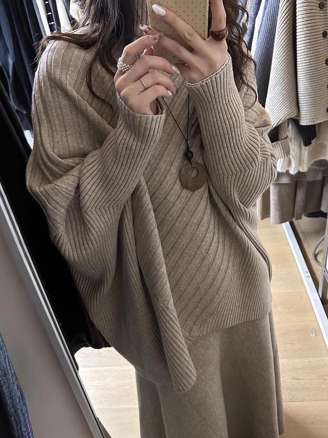 Women's autumn-winter mock neck loose fit slimming solid colour long sleeve non-iron Andy velour sweater