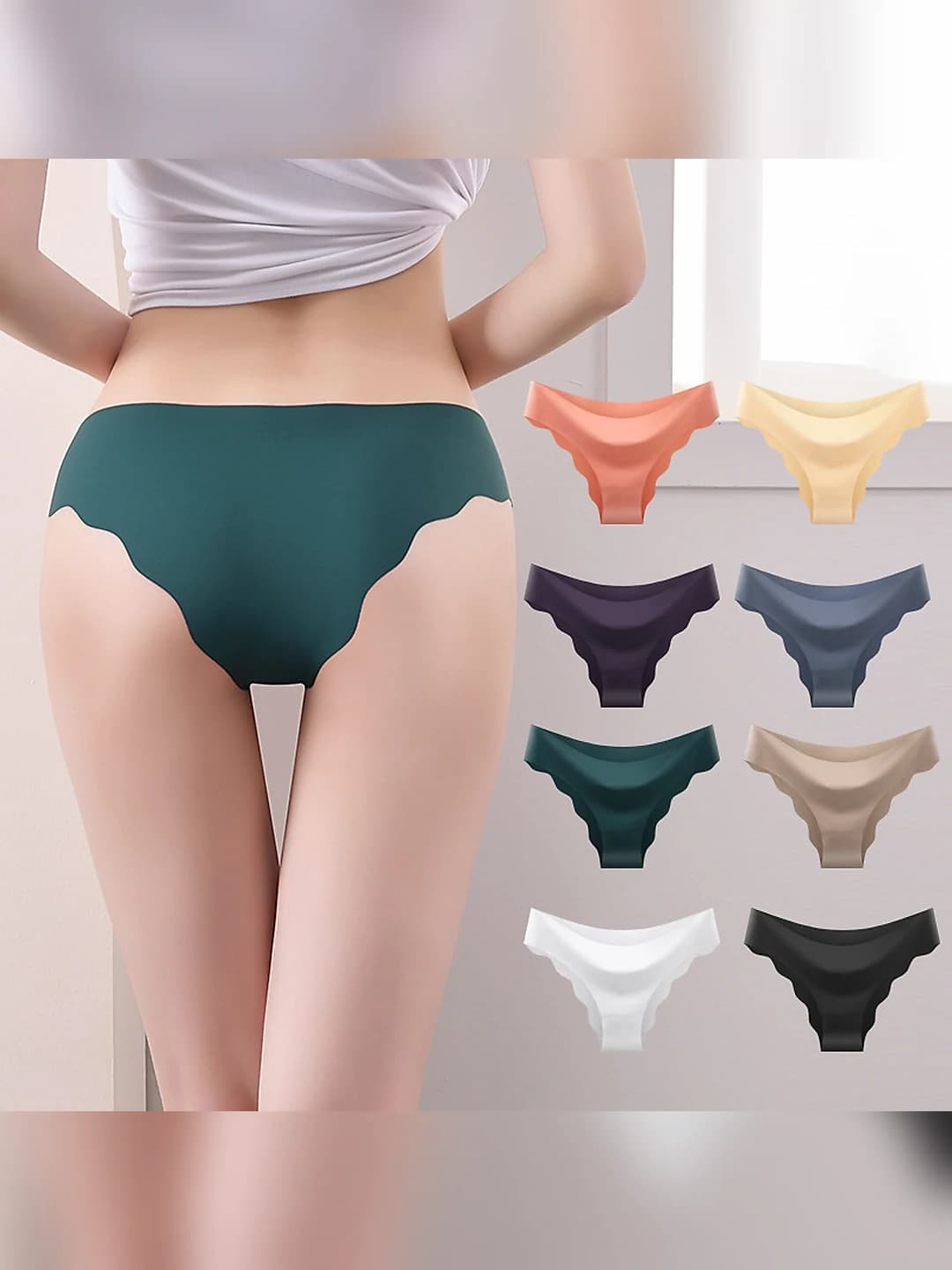 Women's seamless ice-silk briefs, all-season, breathable, quick-dry, solid colour, plus size