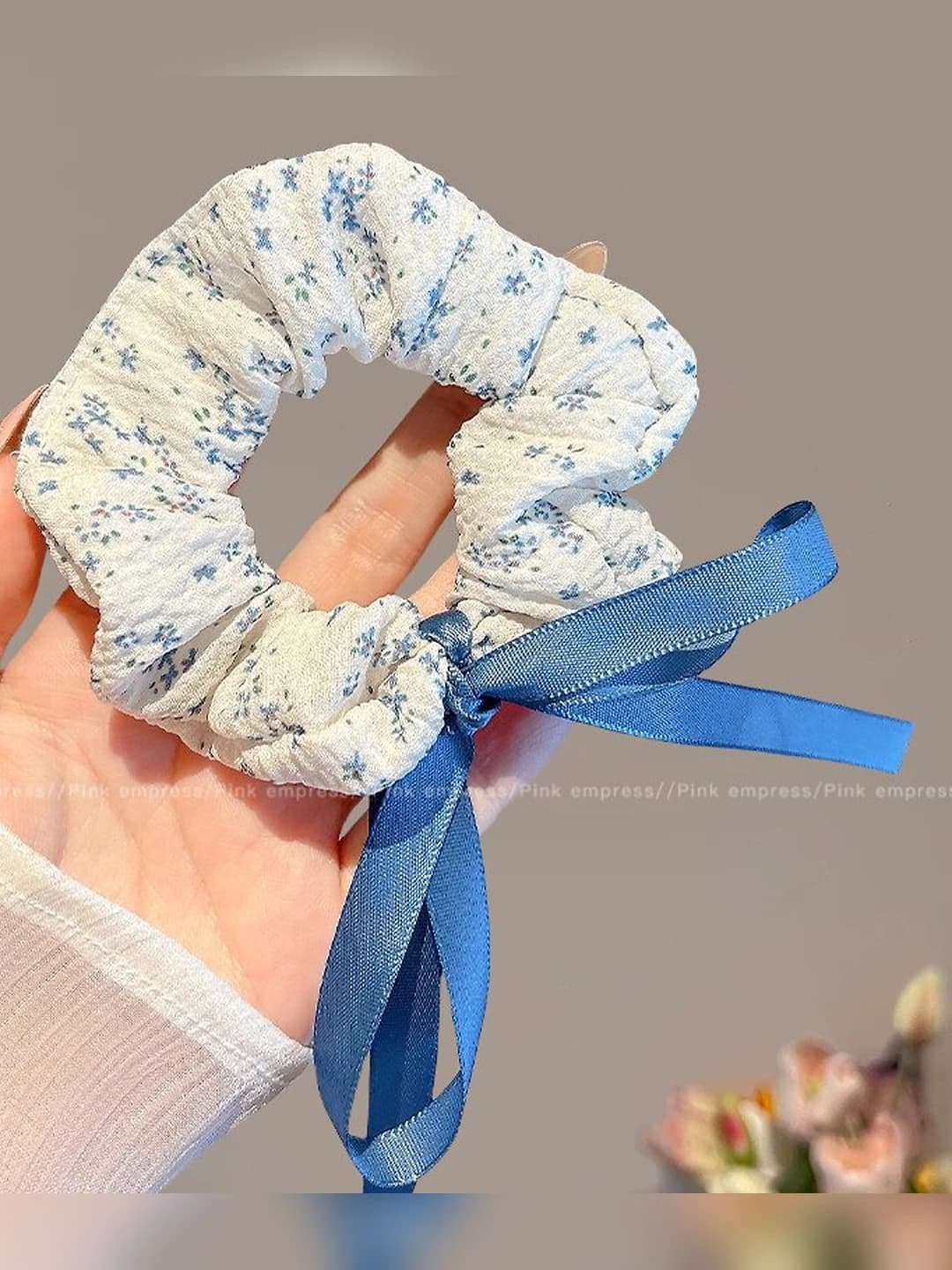Синий, тонкий бант, 9 см