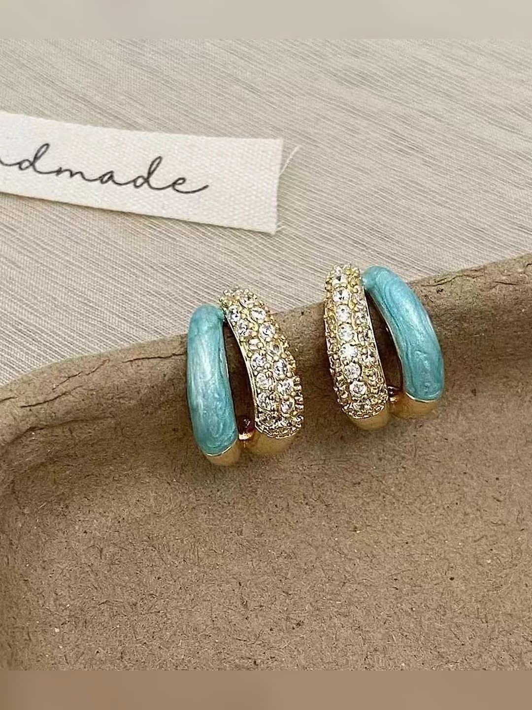 A-923 blue enamel stud earrings