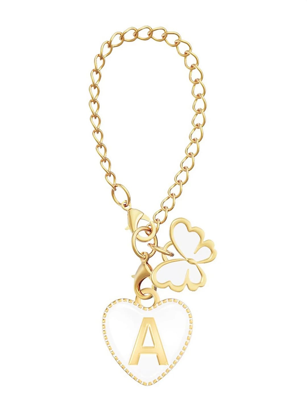 White (heart letter+butterfly) cup charm