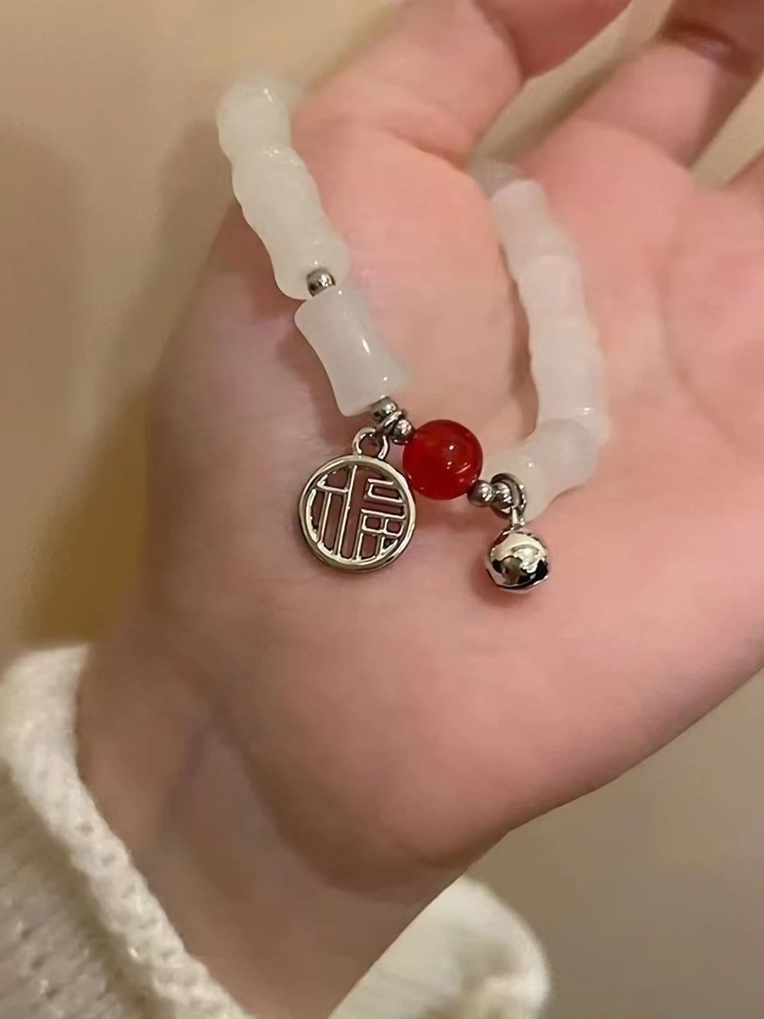 White jade bamboo bracelet