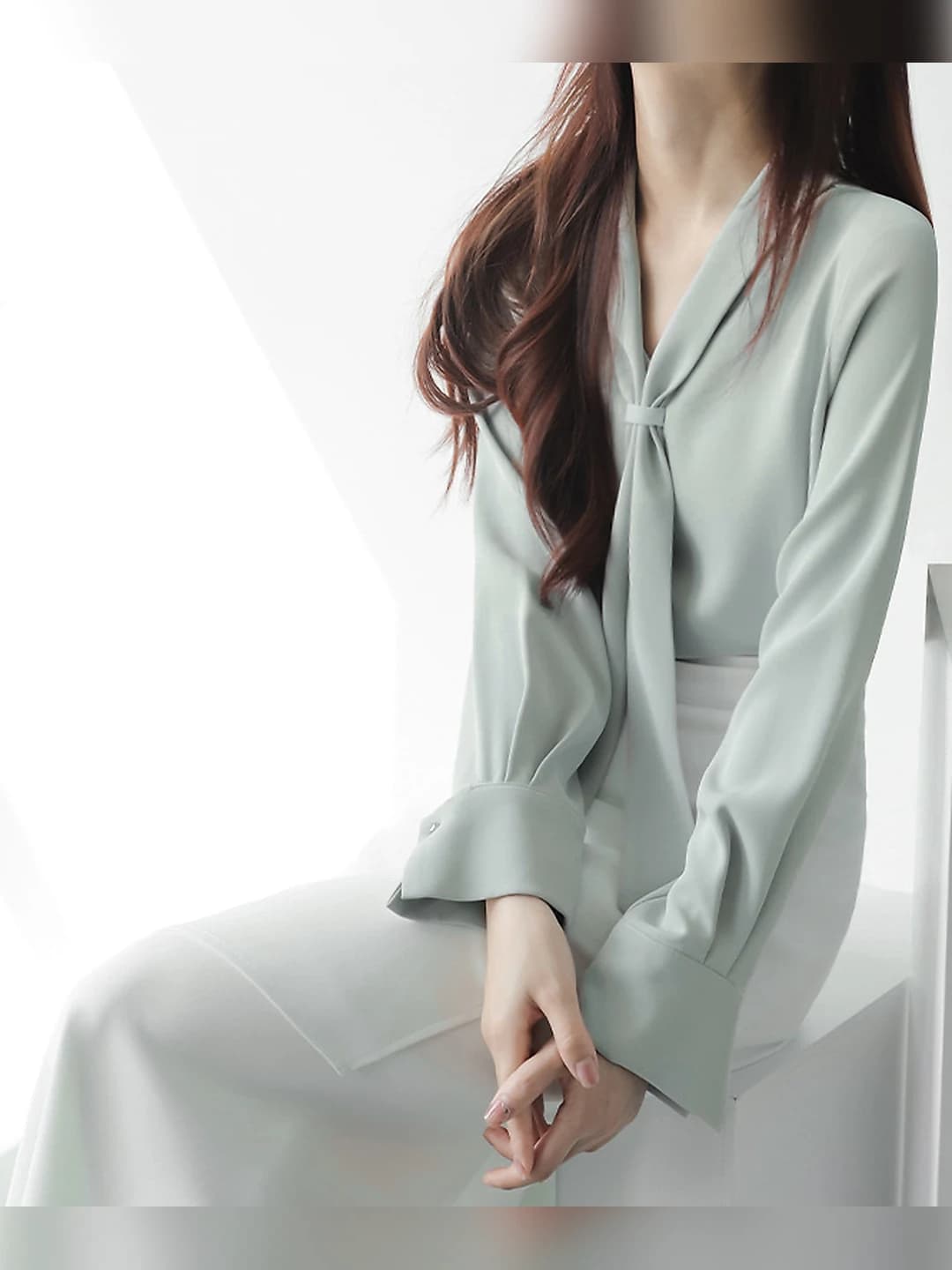 Women's long sleeve blouse, spring-autumn 2026, shirt collar, solid colour, non-iron, white