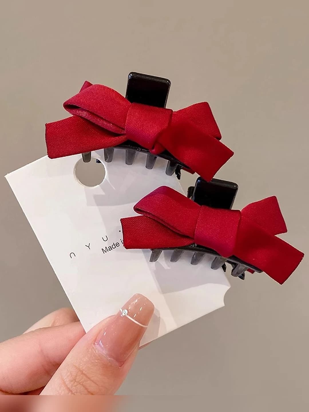 15# Red bow clip, 1 pair