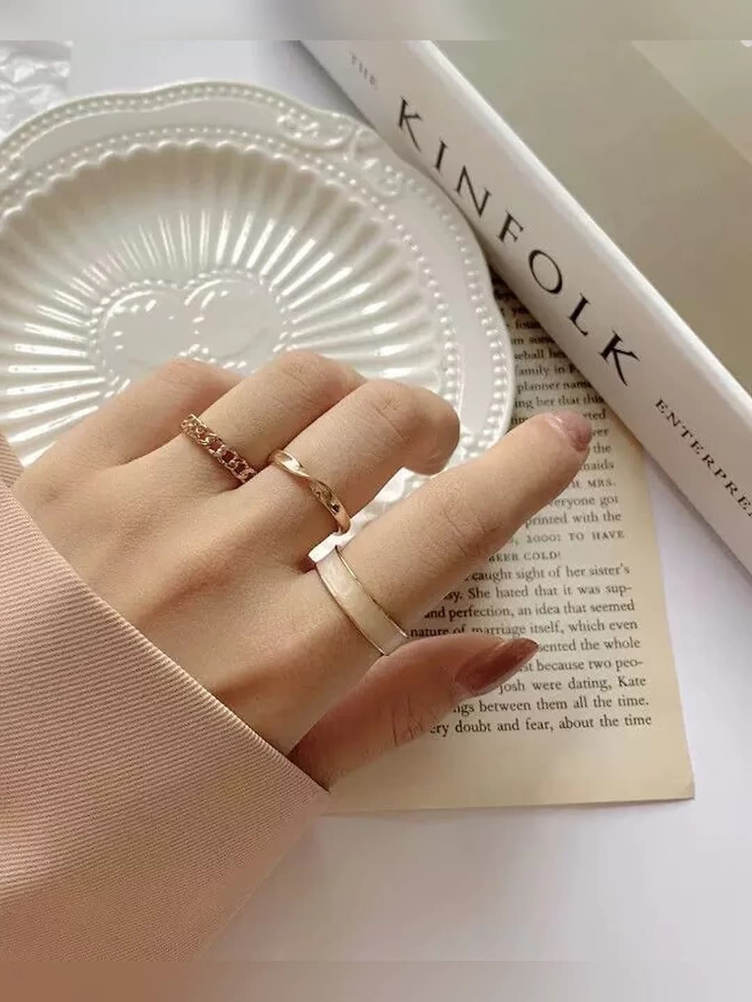 Plain ring 3-piece set