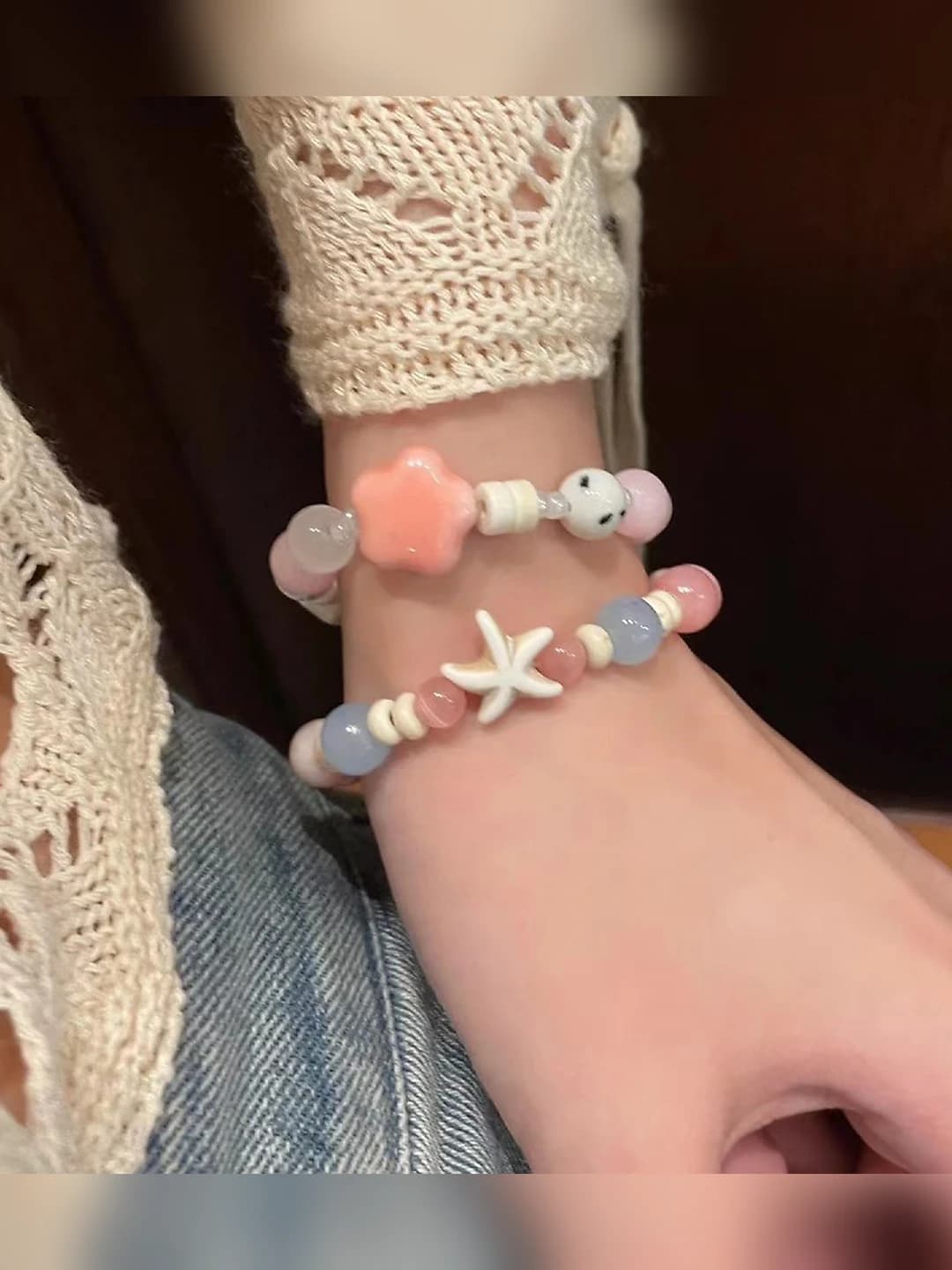Summer ceramic bead bracelet in pastel colors for women, sweet style