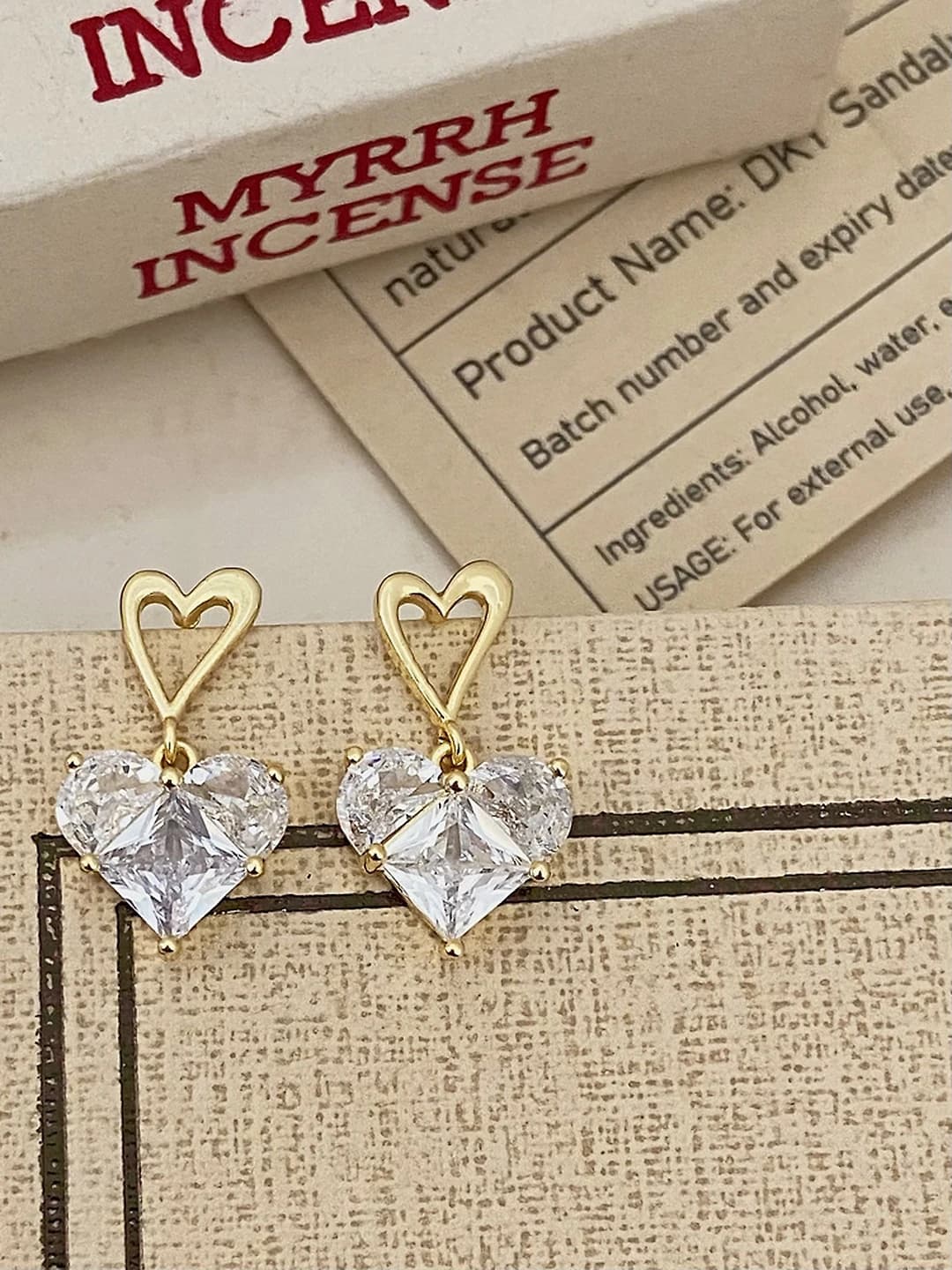 White zircon gold earrings