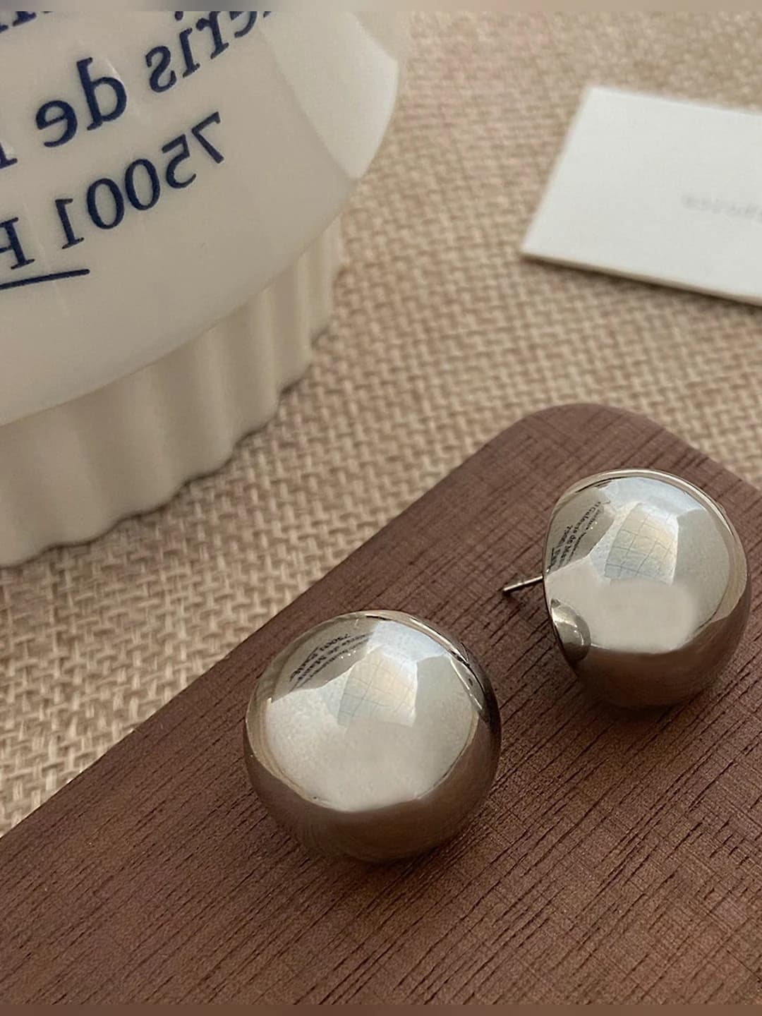 Silver ball earrings