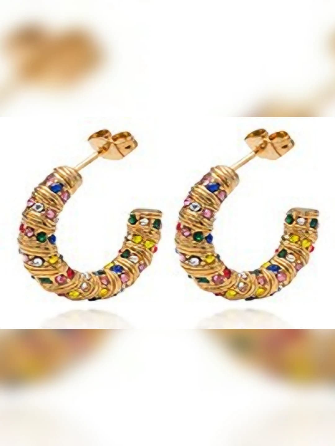 Multicolour diamond C-shape gold