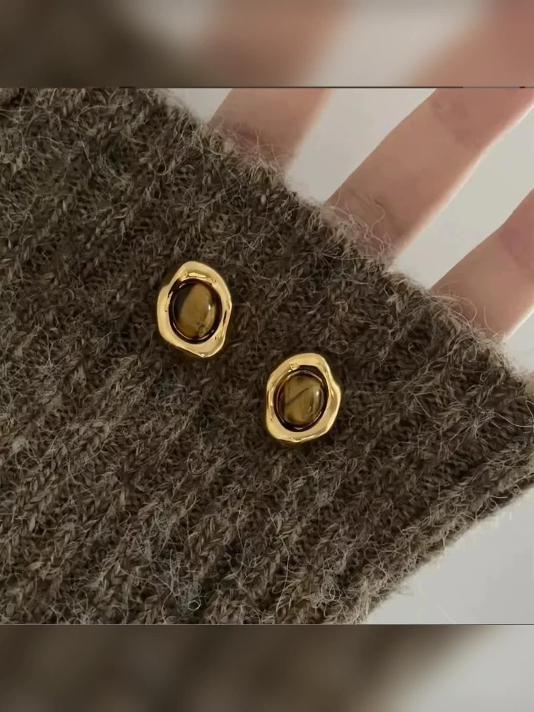 58# Irregular tiger eye studs