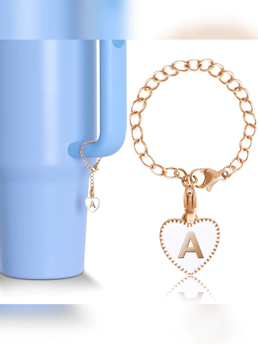 Heart white letter charm