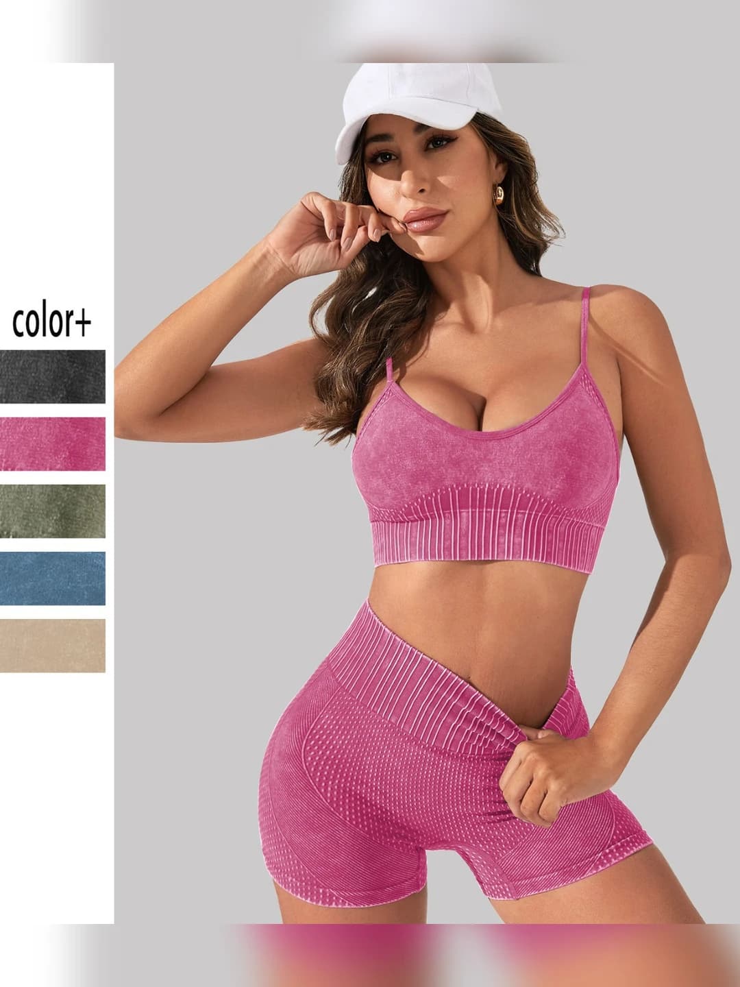 Women's sports suit: sleeveless bra and shorts set, solid colour, 90% nylon and 10% spandex, smooth, pullover, summer, winter, spring, autumn
