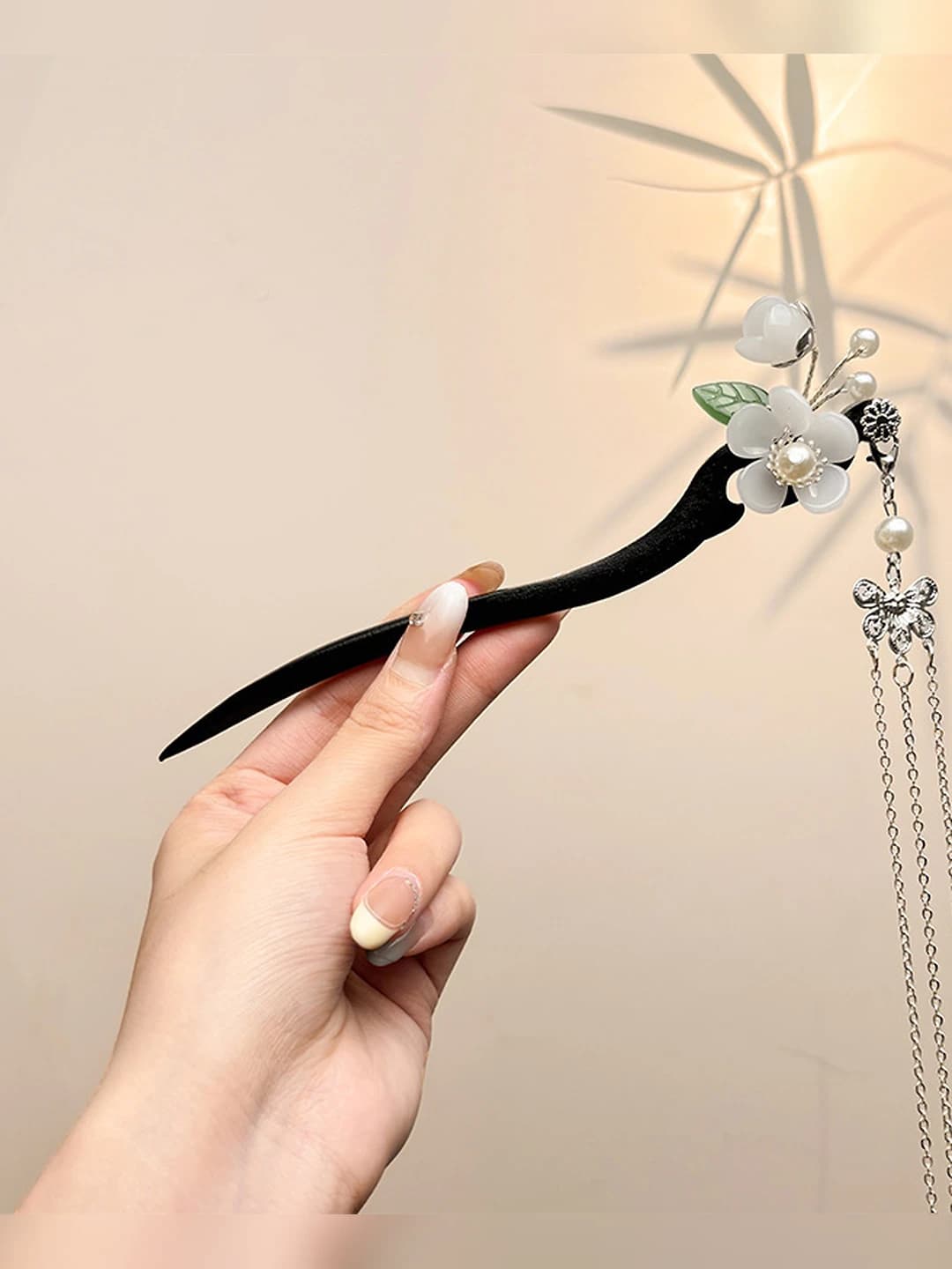 10# White floral hairpin, 16.8 cm