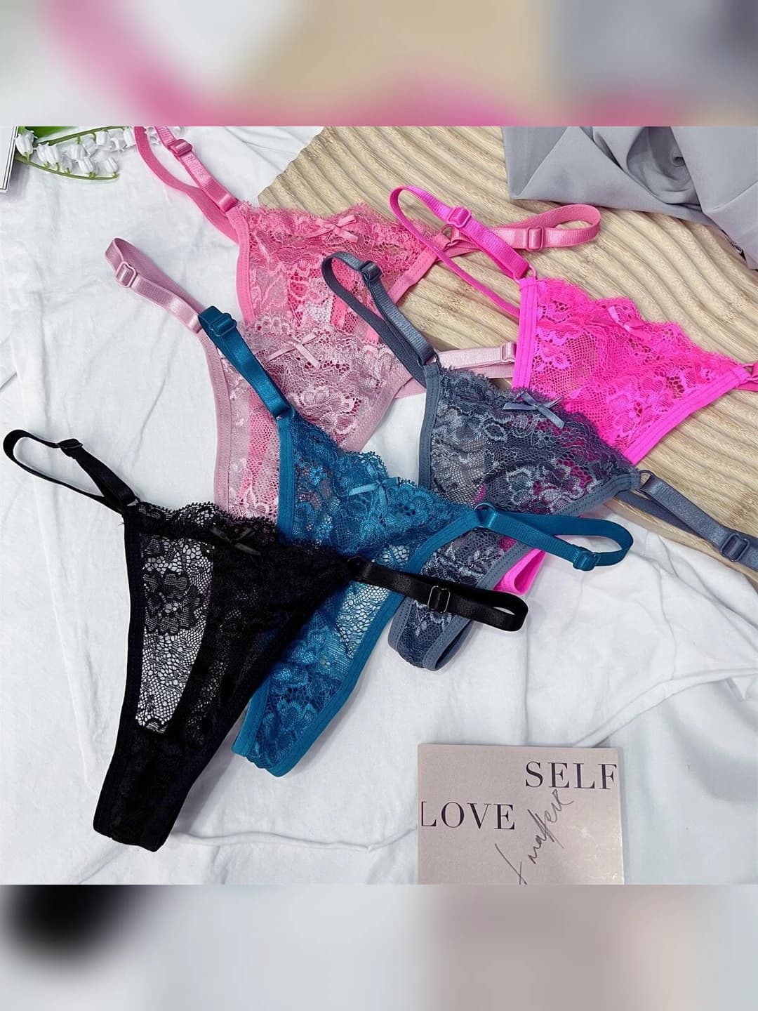 Women's lace T-thong underwear, low waist, breathable, for summer
