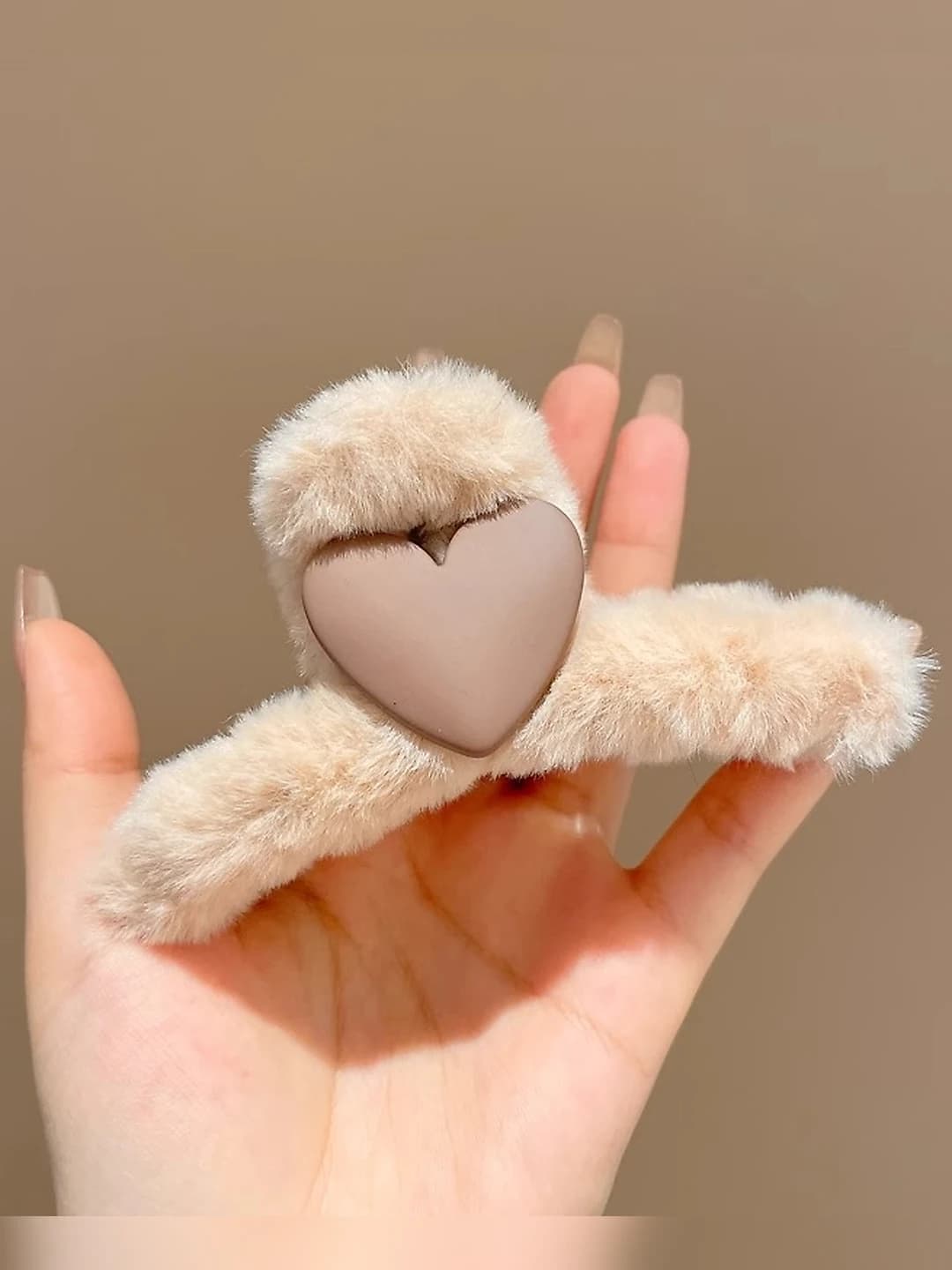 8# Beige-coffee heart. 11 cm