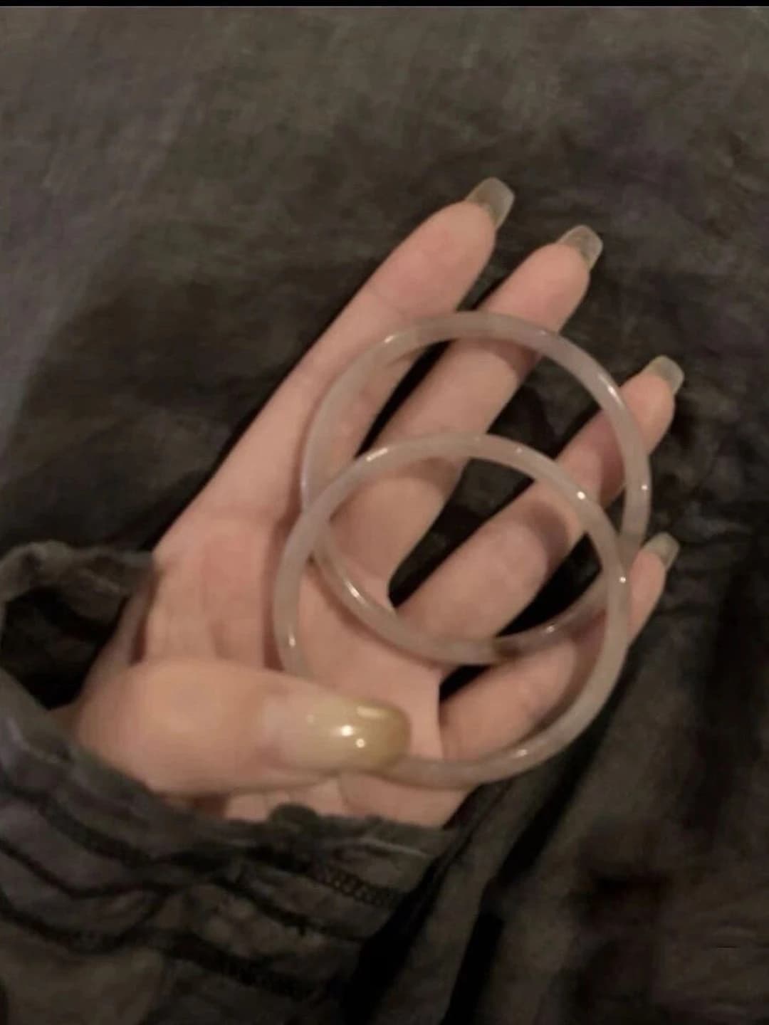 Women's glass imitation jade antique style jingdong bracelet, dried rose color, sizes 58mm and 62mm
