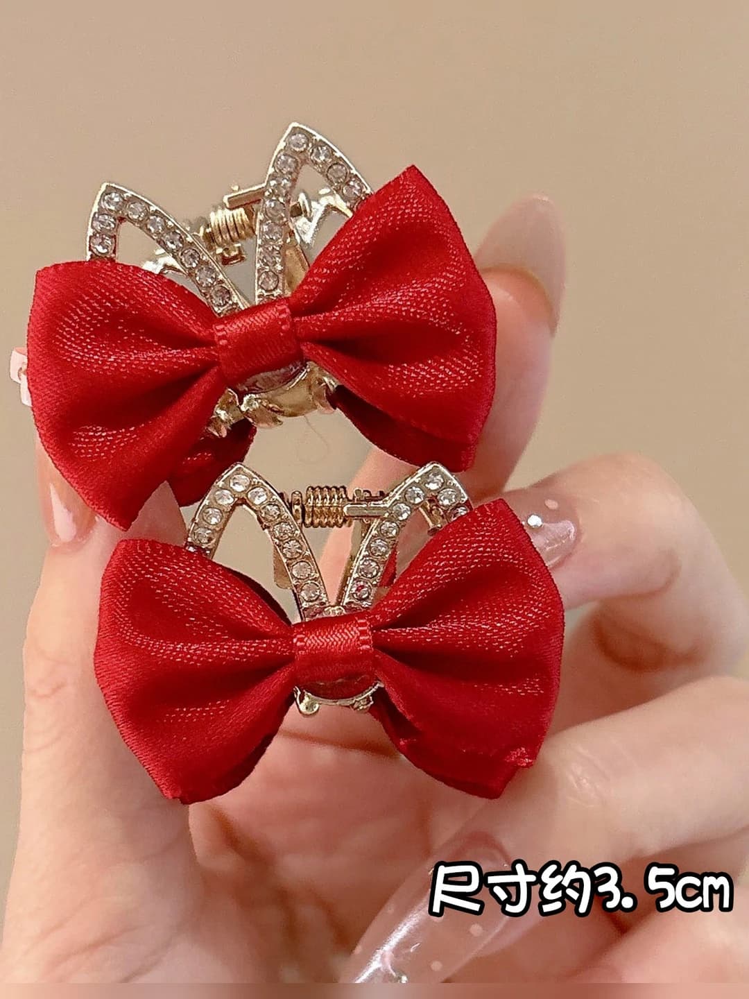 Cat ears bow clip 1 pair ~3.5 cm
