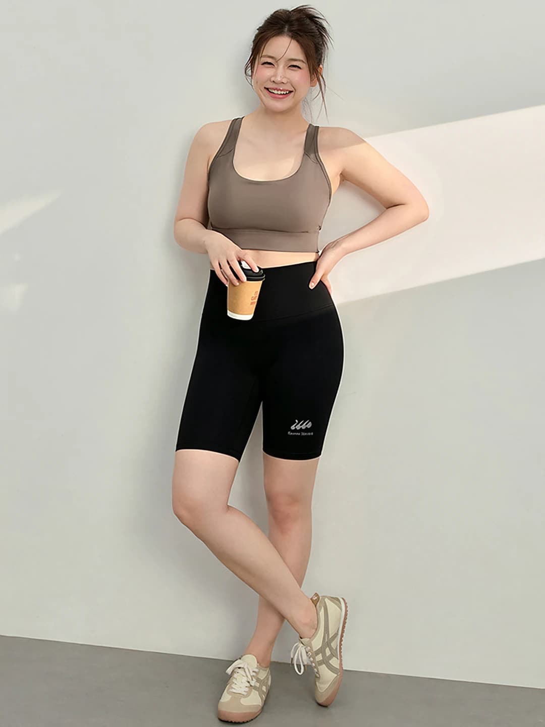 Brown (open back) + Black (shorts)