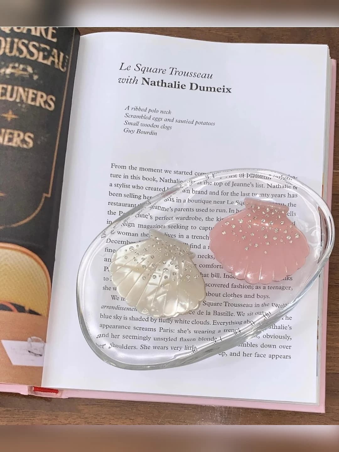 Women's Korean style acetate hair claw clip with handmade shell design element
