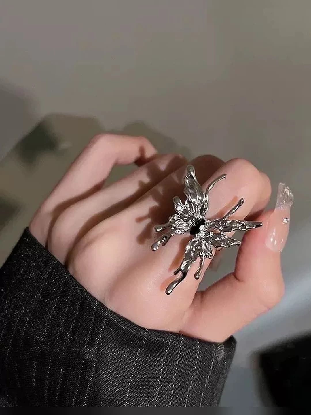 M834 Black Diamond Butterfly Ring