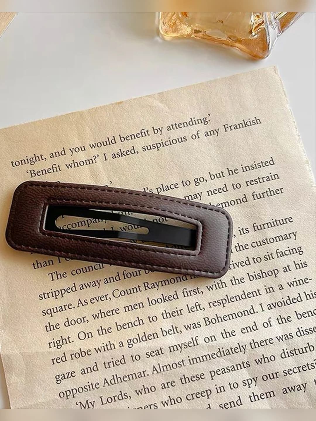 Dark brown flyaway hair clip