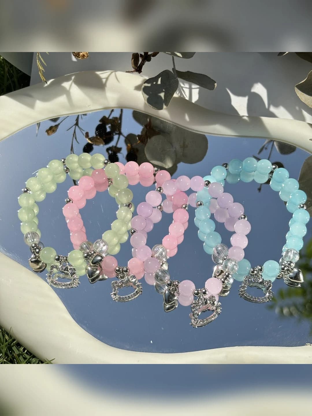 Kitty heart bell bracelet, cute gift for girls