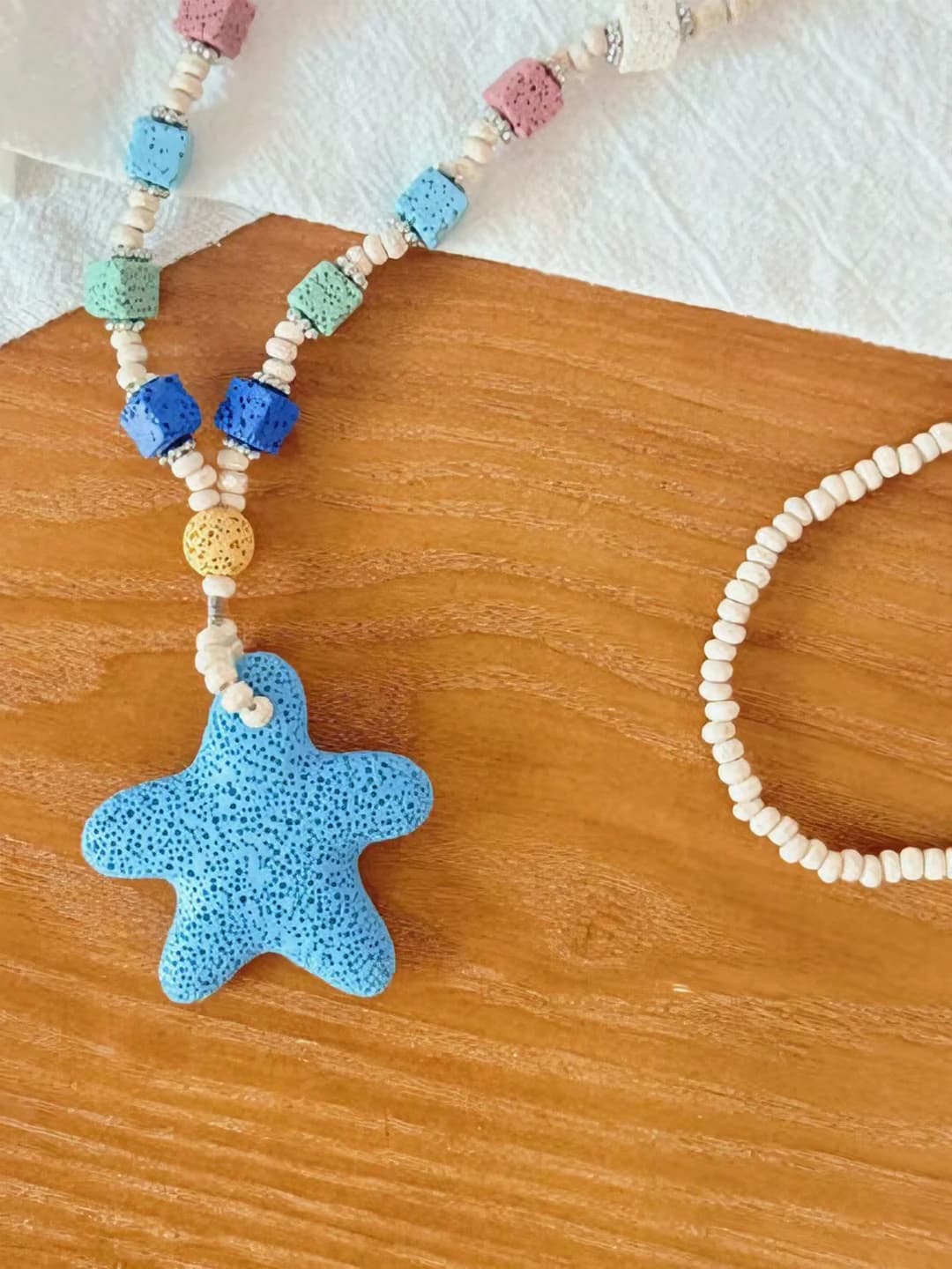 13# Blue Star Bead Necklace