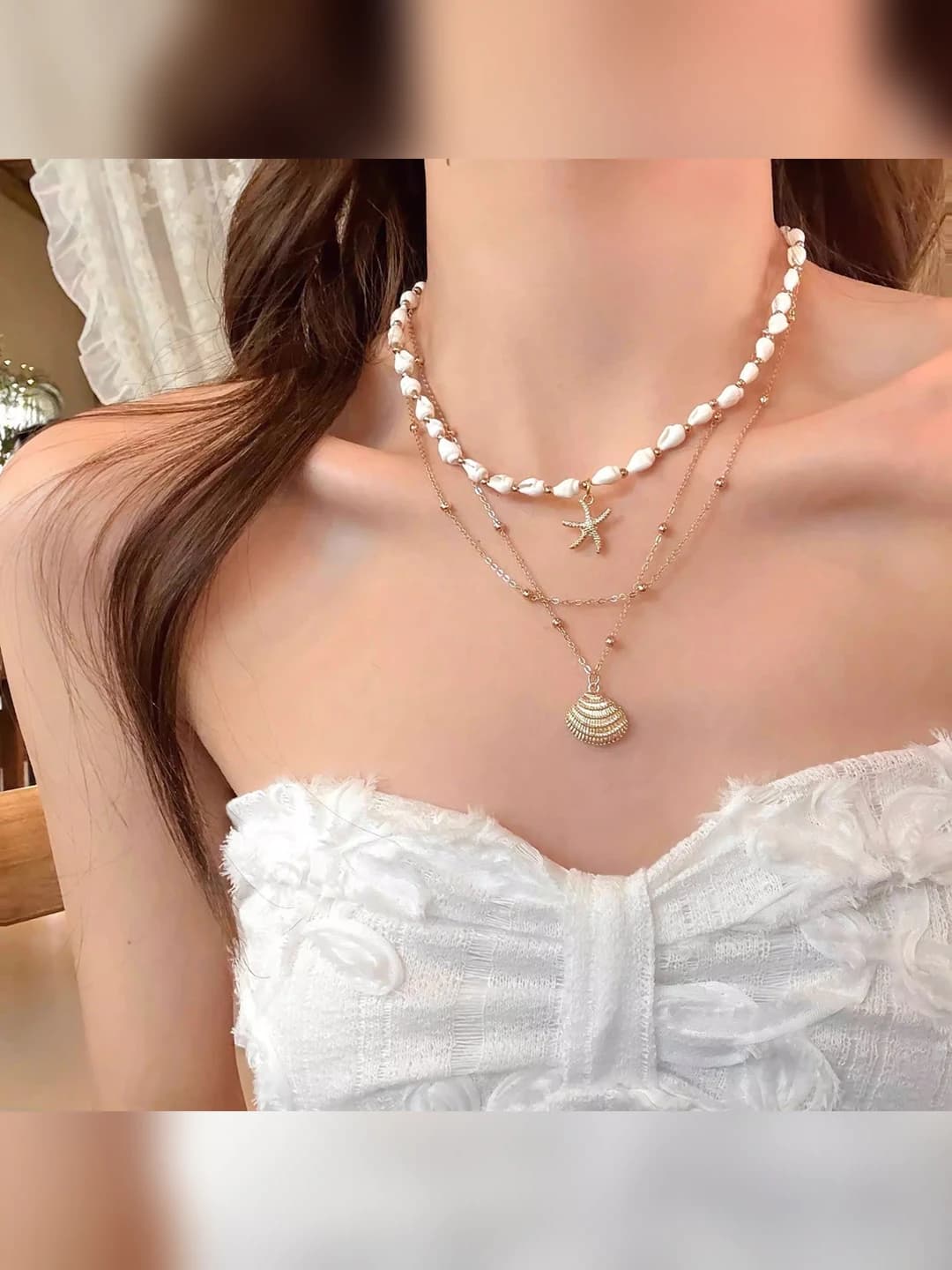 10# Sea Star Shell 3-layer Necklace