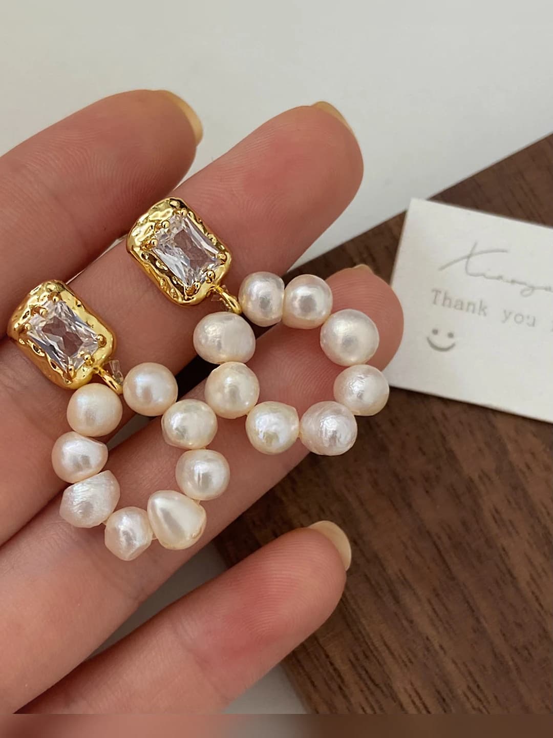 Freshwater pearl zircon earrings