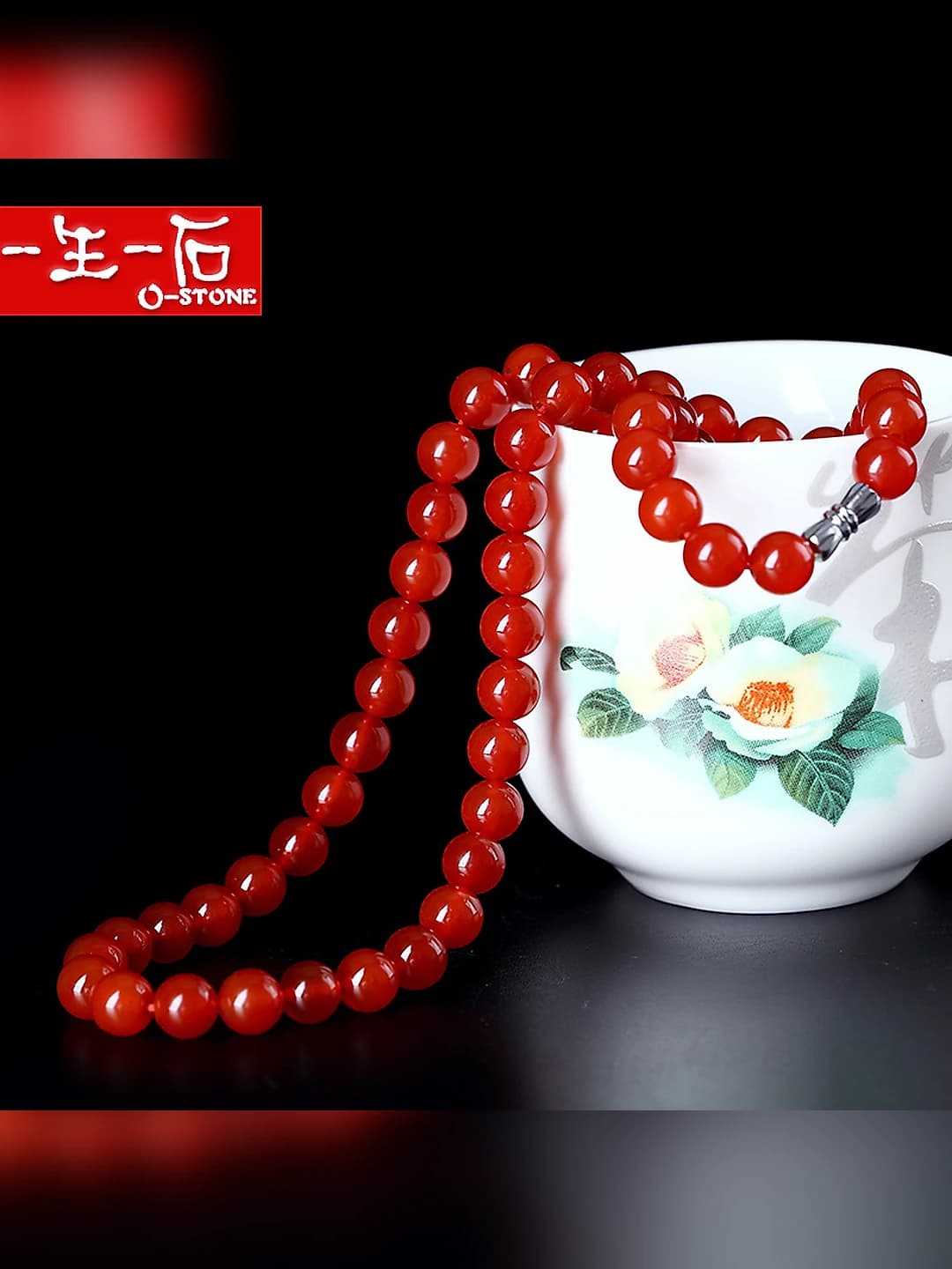 Women's glass agate-style necklace and bracelet, round beads, simple style, ethnic style, gift for mom