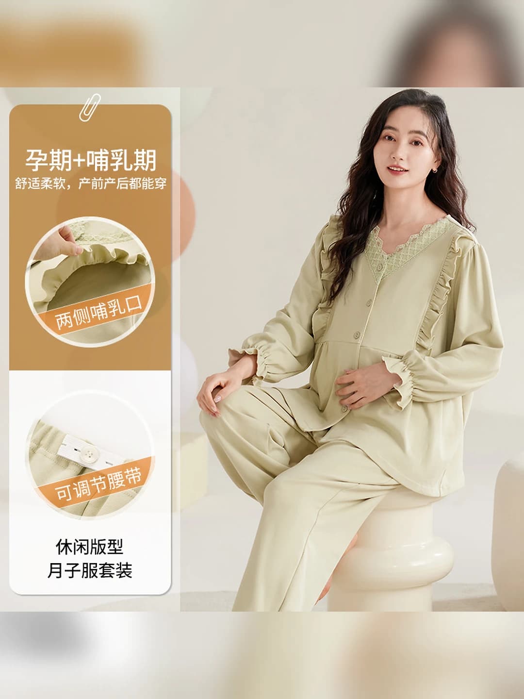 Women's pure cotton home clothes set: V-neck long sleeve cardigan and trousers, moisture-wicking and breathable, spring-summer-autumn