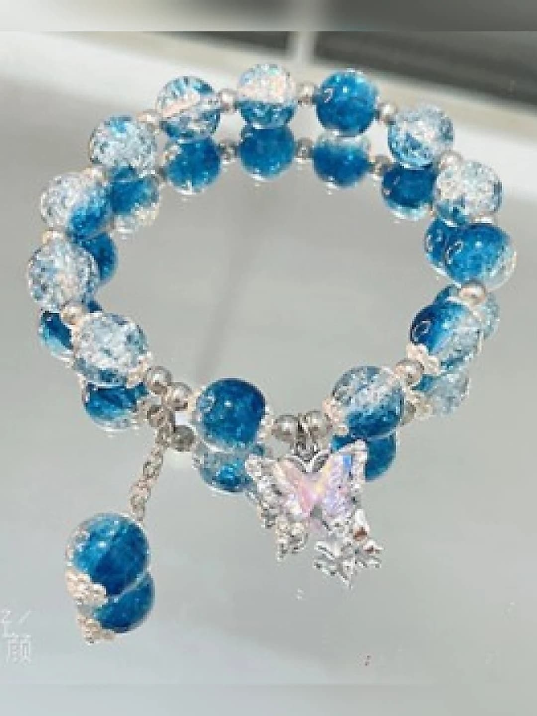 Crushed pearl butterfly bracelet [Blue] #SZ144