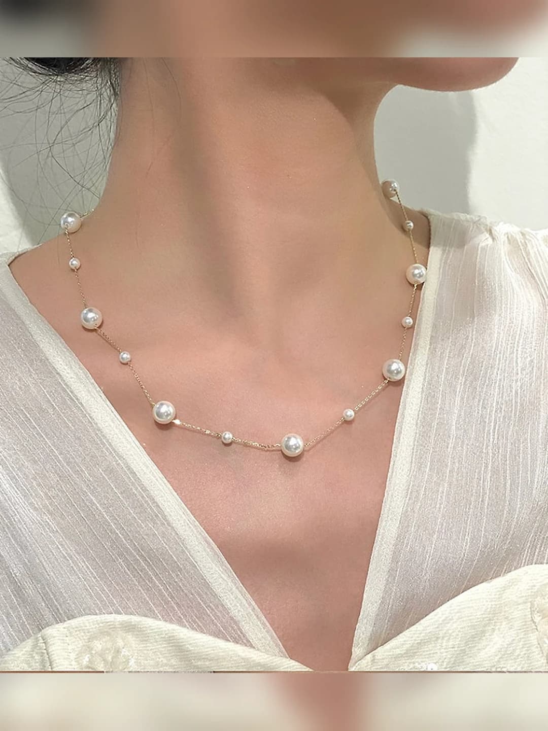 Mixed size Shijia pearl necklace B-119