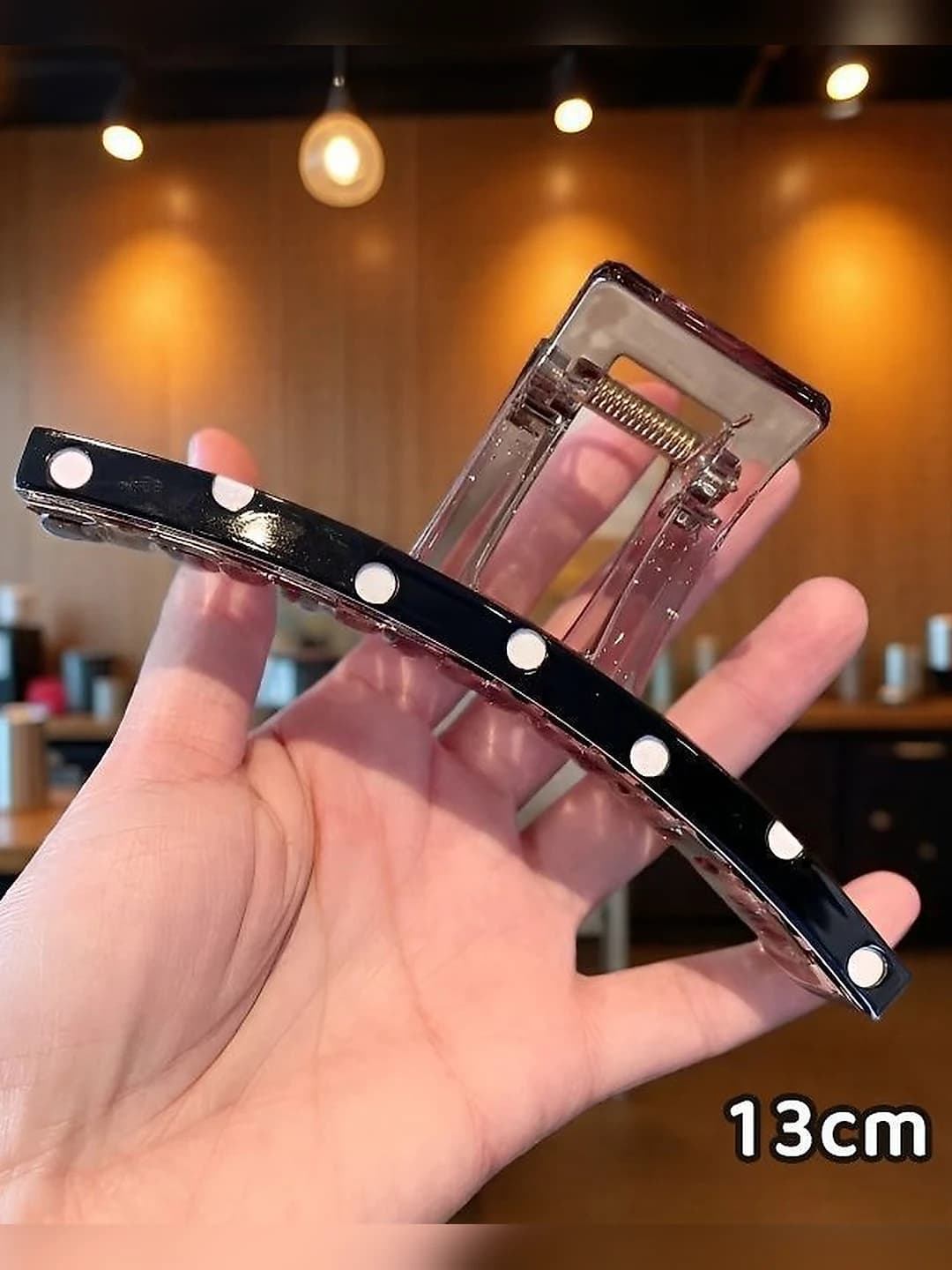 1# Black straight dot large 13cm acrylic clip