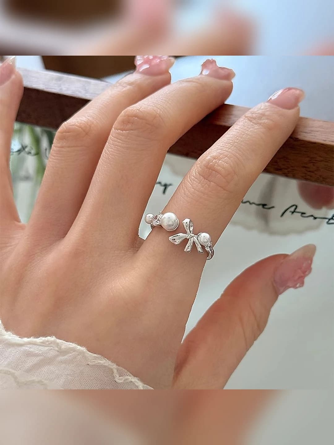 Korean style women's silver geometric open ring