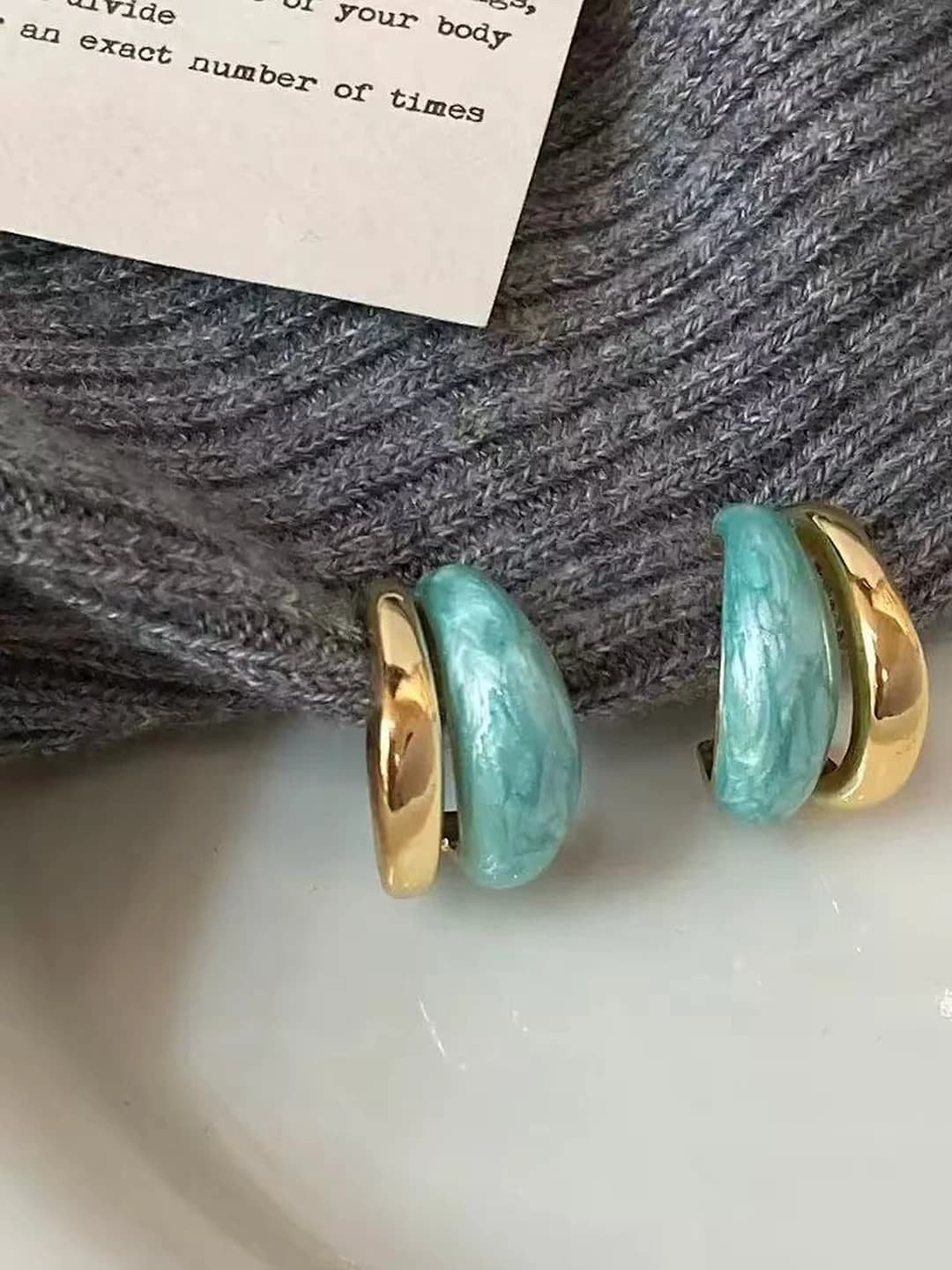 A-747 blue enamel stud earrings