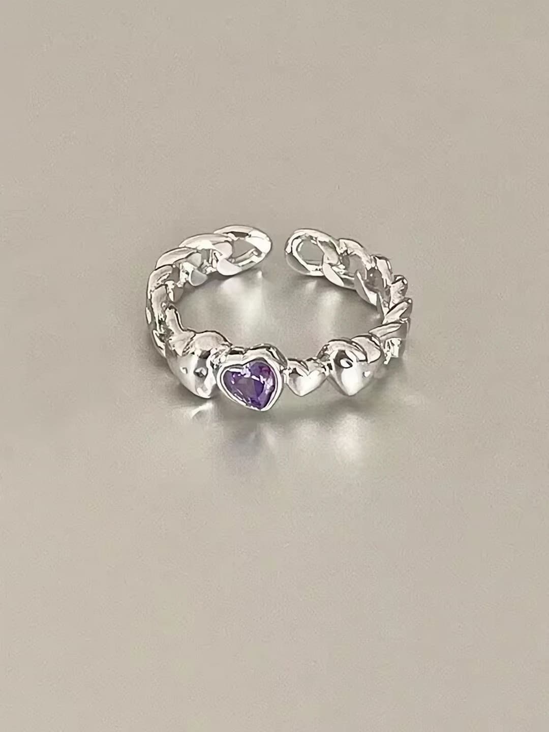 180 Purple diamond heart ring