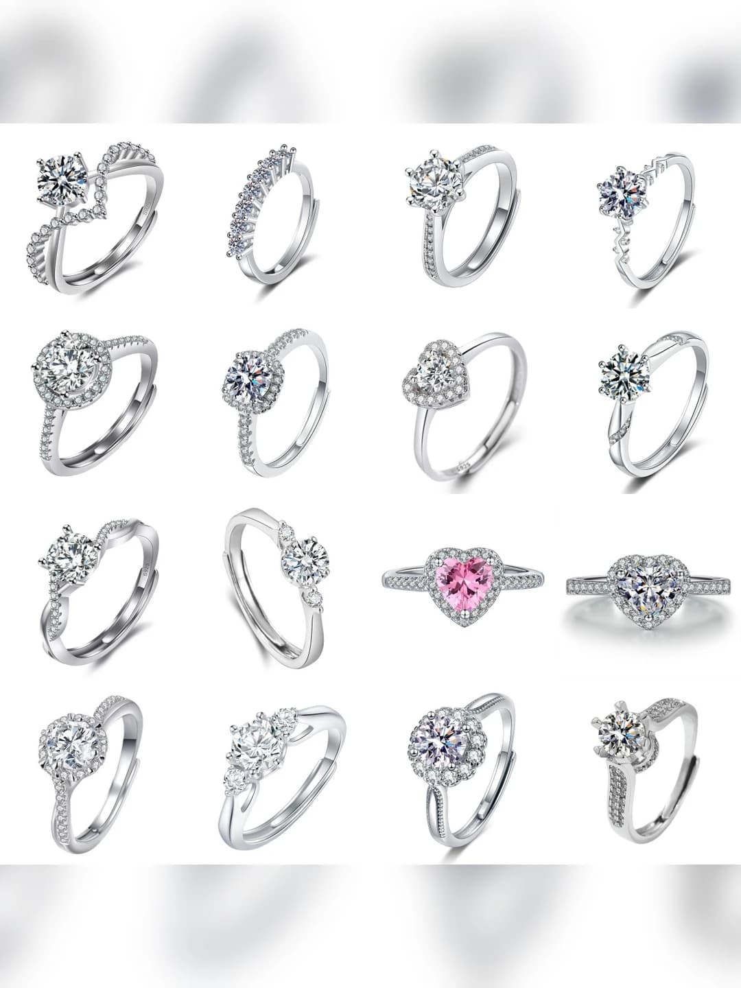 Кольцо для женщин с моissanite камнем 1 карат, открытое, в форме сердца, из латуни, элемент дизайна: сердце, стиль: легкая роскошь