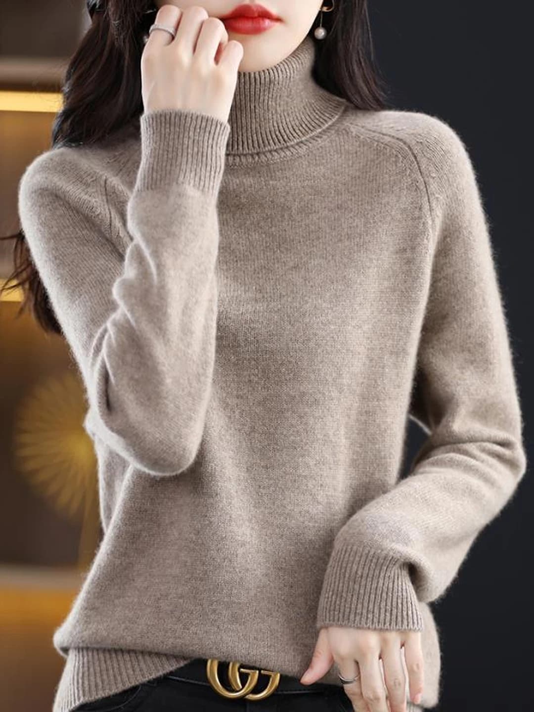 Women's 2026 autumn-winter plus size loose fit long sleeve thickened knit top sweater