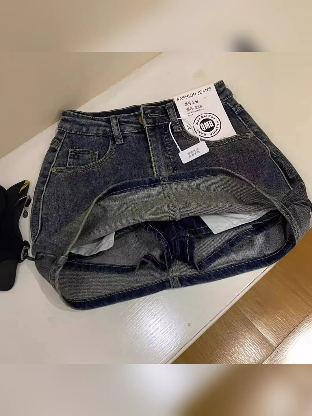 Women's denim skort, 2026 spring-summer, retro, high waist, slimming, A-line, casual