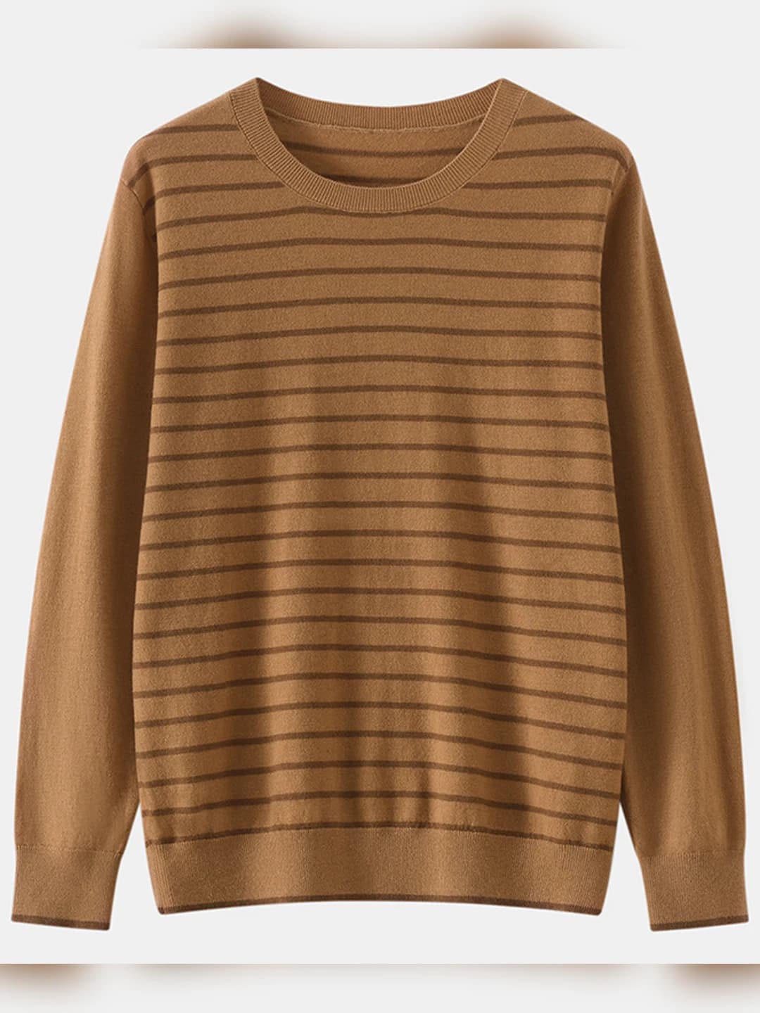 Women's striped knit top, spring-summer, slim fit, slimming, thin, long sleeve, crew neck, 95% wool