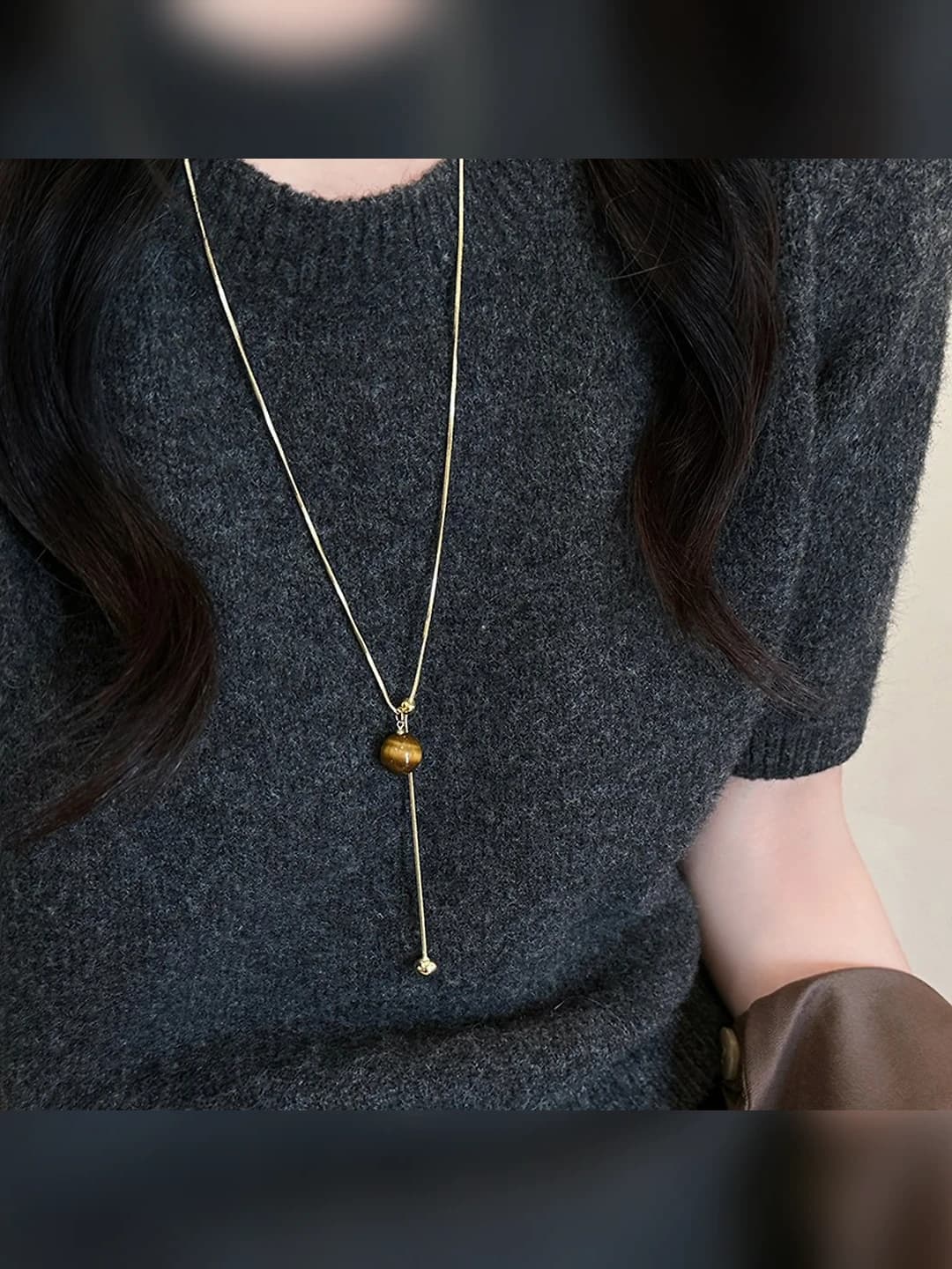 Women's long sweater chain for autumn-winter, geometric design, new model 2026