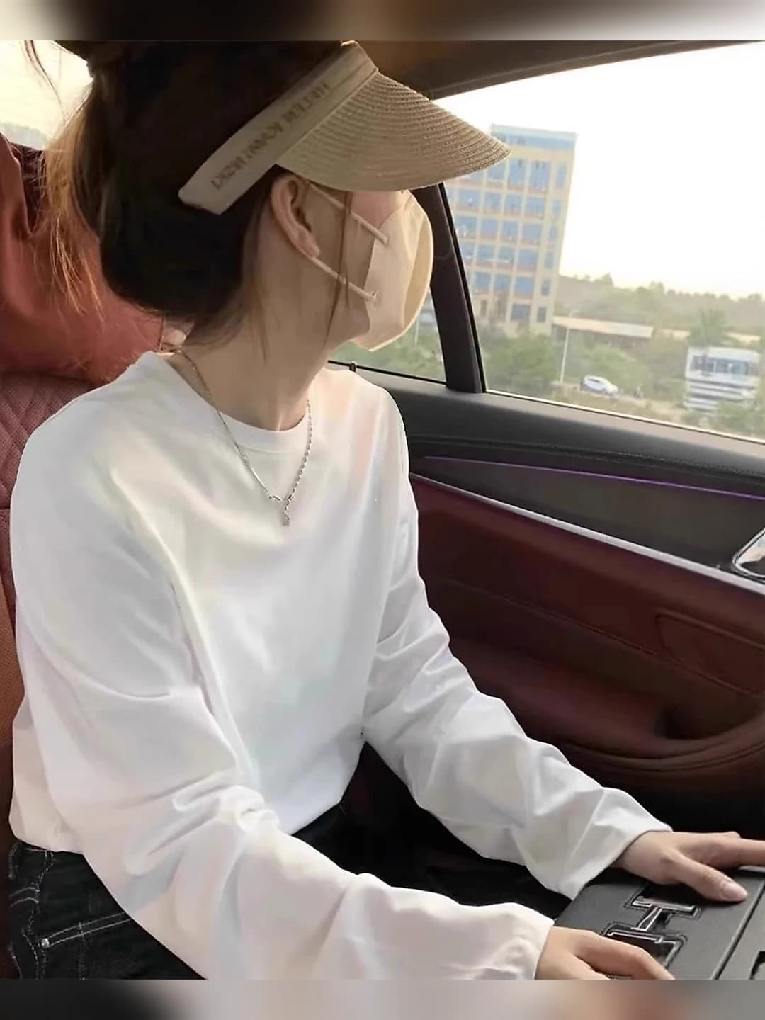Women's 300g pure cotton long-sleeve base top, solid colour, crew neck, loose fit, long sleeve, casual t-shirt for spring-autumn and winter