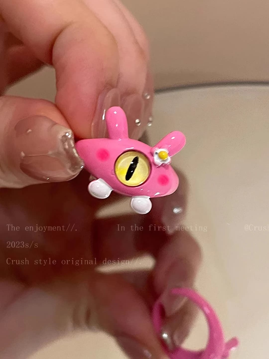 Small pink rabbit ring