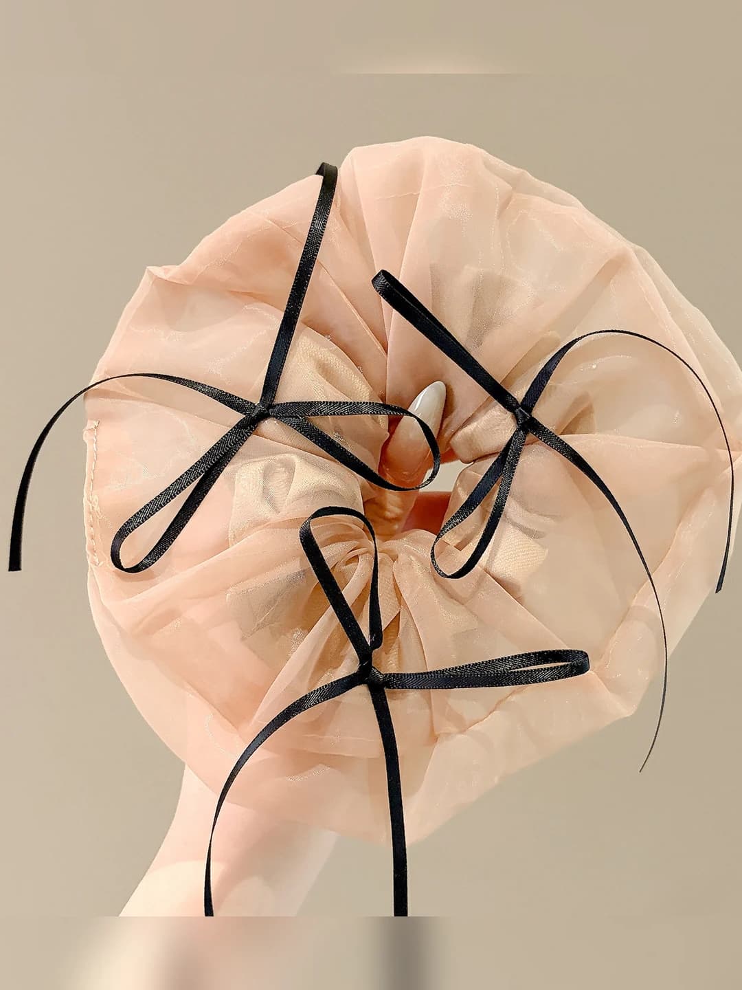 1# Coffee bow hair tie ~16cm