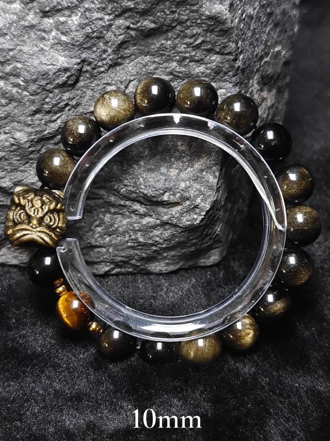 Oltin obid asad oq obsidian 10mm+Tiger eye