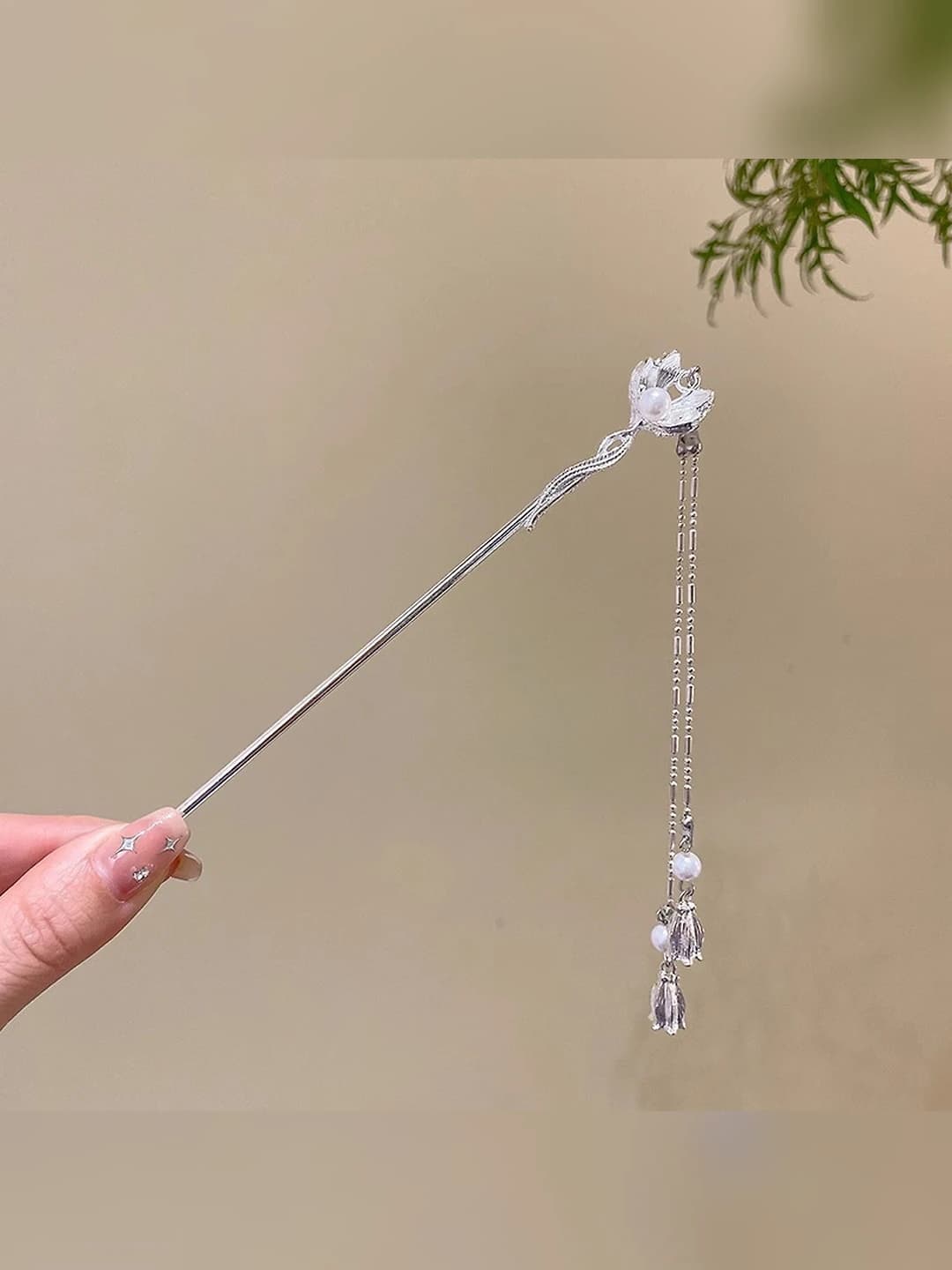 Lotus and pumpkins pendant hairpin