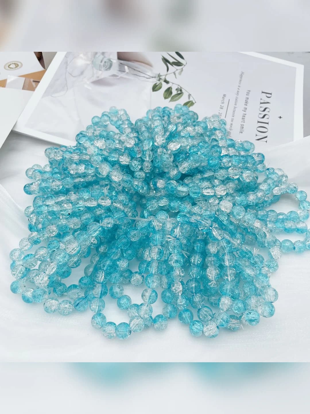 S071-10MM blue-white floral bracelet