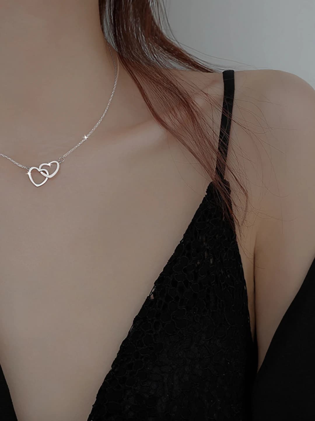 Double heart silver
