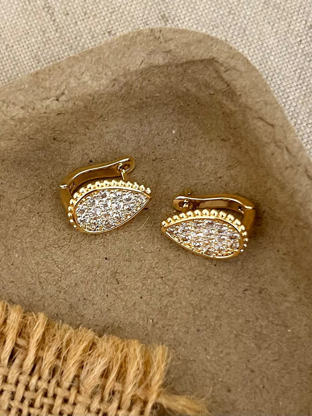 Gold drop stud earrings